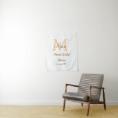 Oranje monogram bruiloft add naam modern simp wandkleed (In situ)
