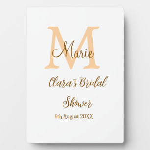 Oranje monogram bruiloftsbadje voeg naam toe moder fotoplaat