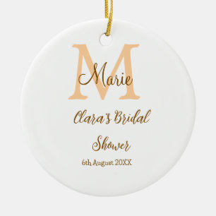 Oranje monogram bruiloftsbruidje voeg naam toe mod keramisch ornament