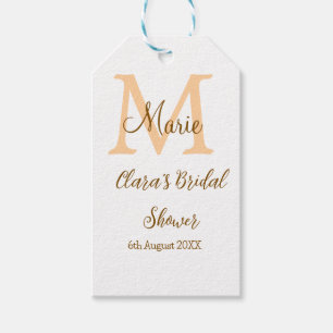 Oranje monogram bruiloftsdouche inclusief naam mod cadeaulabel