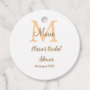 Oranje monogram bruiloftsfeest voeg naam toe moder bedankjes labels