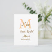 Oranje monogram bruiloftsfeest voeg naam toe moder briefkaart (Staand voorkant)