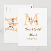 Oranje monogram bruiloftsfeest voeg naam toe moder briefkaart (Voorkant / Achterkant)