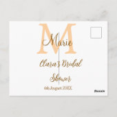 Oranje monogram bruiloftsfeest voeg naam toe moder briefkaart (Achterkant)