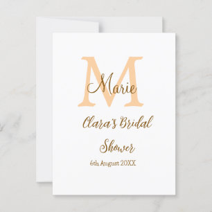 Oranje monogram bruiloftsfeest voeg naam toe moder briefkaart