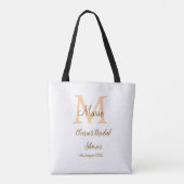 Oranje monogram bruiloftsfeest voeg naam toe moder tote bag (Achterkant)