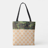 Oranje monogram Camouflage Damask Trendy Initiaal Tote Bag (Achterkant)