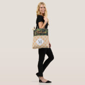 Oranje monogram Camouflage Damask Trendy Initiaal Tote Bag (Op model)
