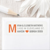Oranje Monogram Custom Return Adres Label (Insitu)