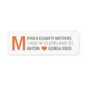 Oranje Monogram Custom Return Adres Label (Voorkant)