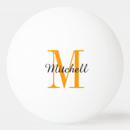 Oranje monogram en naam op maat pingpongbal