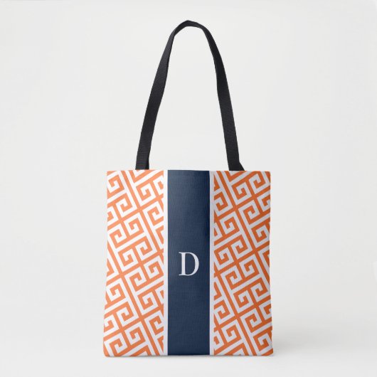 Oranje monogram Griekse Zeer belangrijke Canvas ta Tote Bag (Voorkant)