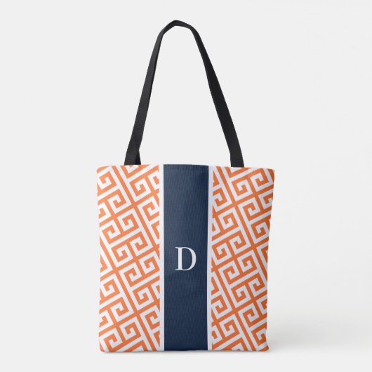 Oranje monogram Griekse Zeer belangrijke Canvas ta Tote Bag (Achterkant)