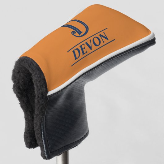 Oranje Monogram Hoesje Putterhead Golfheadcover (3/4 voorkant)