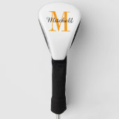 Oranje monogram Initiaal en naam op maat Golfheadcover (Voorkant)