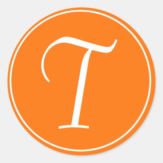Oranje monogram Initialen envelopzegel Ronde Sticker (Voorkant)