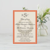 Oranje Monogram Laurel Classic College Graduation Kaart (Staand voorkant)