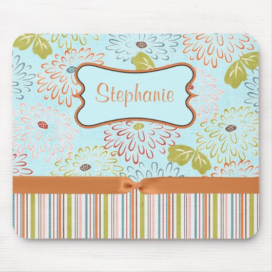 Oranje monogram Muismat Floral (Voorkant)