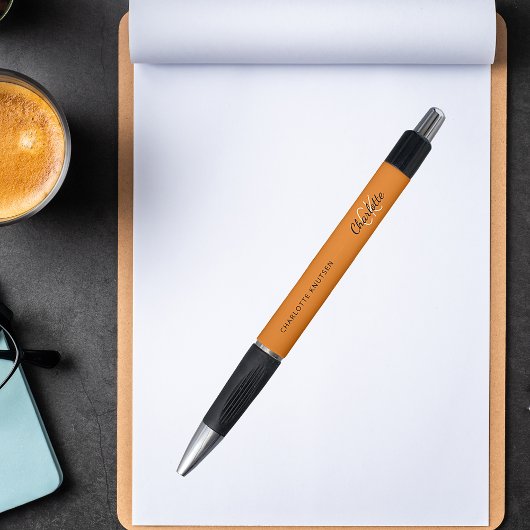 Oranje monogram naam script pen