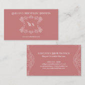 Oranje Monogram Oriëntalistisch Ornament Visitekaartje (Voorkant / Achterkant)