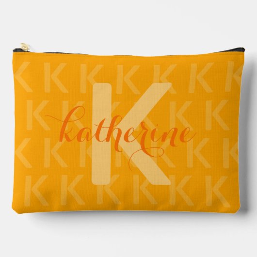 Oranje Monogram Patroon Aangepaste naam Etui (Voorkant)