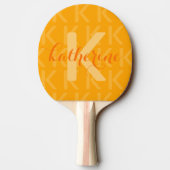 Oranje Monogram Patroon met Naam Ping Pong Paddle Tafeltennisbatje (Achterkant)