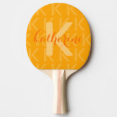 Oranje Monogram Patroon met Naam Ping Pong Paddle Tafeltennisbatje (Voorkant)