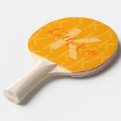 Oranje Monogram Patroon met Naam Ping Pong Paddle Tafeltennisbatje (Voorkant Gekanteld)