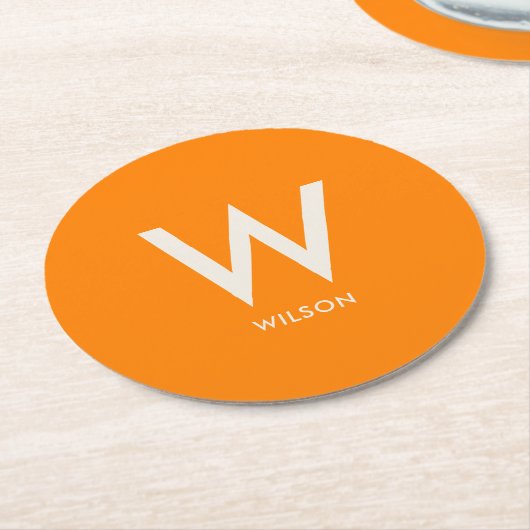 Oranje Monogram Persoonlijke Partij Ronde Kartonnen Onderzetter (Gebogen)