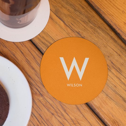 Oranje Monogram Persoonlijke Partij Ronde Kartonnen Onderzetter