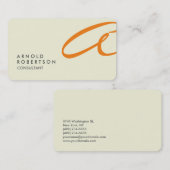 Oranje Monogram Plain Beige Trendy Visitekaartje (Voorkant / Achterkant)