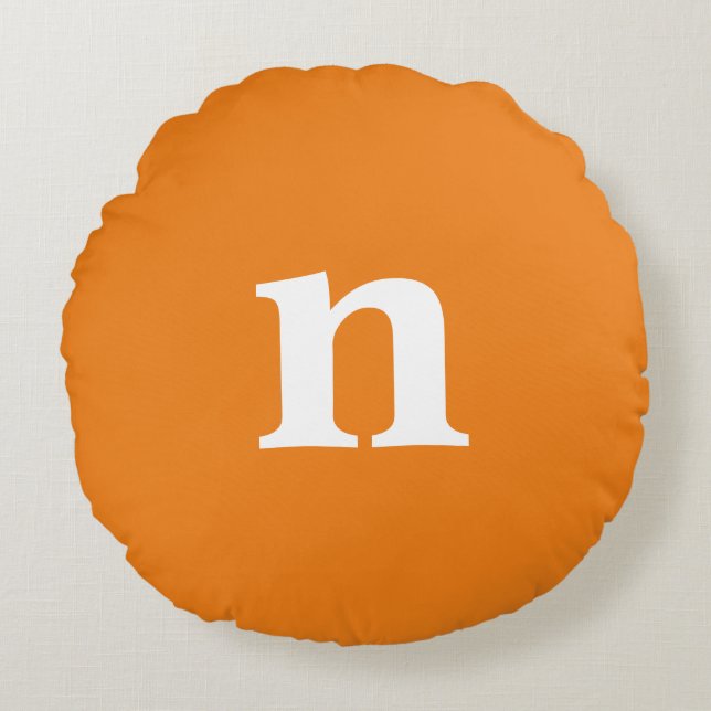 Oranje Monogram Rond Kussen (Voorkant)