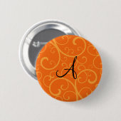 Oranje monogram ronde button 5,7 cm (Voorkant /achterkant)