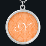 Oranje Monogram Sterling Silver Ketting<br><div class="desc">Mooie Lace Sterling Silver Ketting - achtergrond kleur kan worden veranderd. Geweldig als huwelijksgunst,  huwelijksgeschenk,  verjaardagscadeau of vakantiegift.</div>