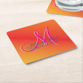 Oranje Monogram Sunset Fabulous Budget Waarde Leuk Kartonnen Onderzetters (Schuin)