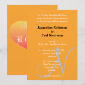 Oranje Monogram Sunset Heart Kaart (Voorkant / Achterkant)