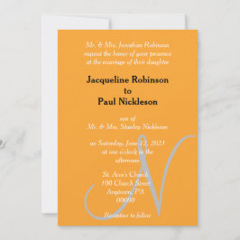 Oranje Monogram Sunset Heart Kaart