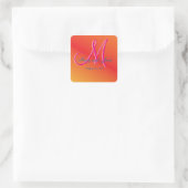 Oranje Monogram Sunset Vierkante Sticker (Tas)