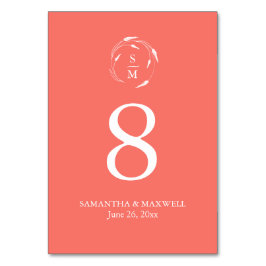 Oranje Monogram Trouwtafel Nummer Kaart