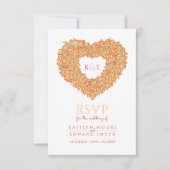 Oranje monogram Tulpbloem hart RSVP bruiloft (Voorkant)