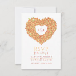 Oranje monogram Tulpbloem hart RSVP bruiloft