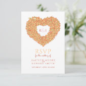 Oranje monogram Tulpbloem hart RSVP bruiloft (Staand voorkant)