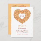 Oranje monogram Tulpbloem hart RSVP bruiloft (Voorkant / Achterkant)
