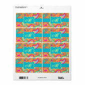 Oranje monogram Turquoise Modern Paisley Pattern Etiket (Full Sheet)