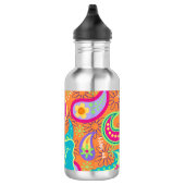 Oranje monogram Turquoise Modern Paisley Pattern Waterfles (Rechts)