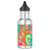 Oranje monogram Turquoise Modern Paisley Pattern Waterfles (Links)