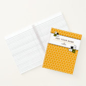 Oranje monogram voor Honeycomb Pattern bijen Notitieboek (Binnen)