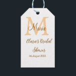 Oranje monogram vrijgezellenfeest Naam toevoegen M Cadeaulabel<br><div class="desc">mooi design</div>