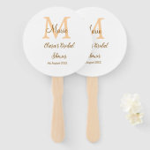 Oranje monogram vrijgezellenfeest Naam toevoegen M Handwaaier (Voorkant en achterkant)