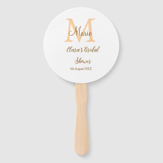 Oranje monogram vrijgezellenfeest Naam toevoegen M Handwaaier (Voorkant)